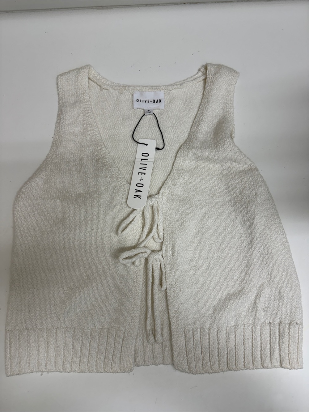 NWT Olive & Oak Cream Knit Tie-Front Vest Top
